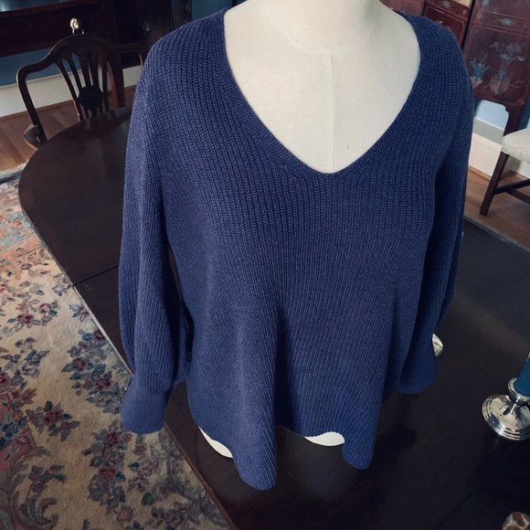 Nic+Zoe Purple/Fig V-neck Shaker Sweater - Size L - Picture 9 of 13